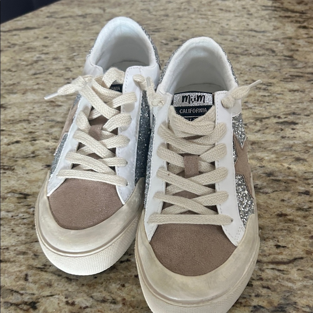M&M'S Tan and Silver Glitter Sneakers